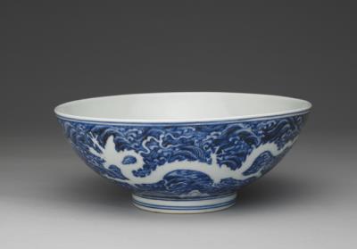 图片[2]-Bowl with billows in underglaze bule and white dragon, Ming dynasty, Xuande reign, 1426-1435-China Archive